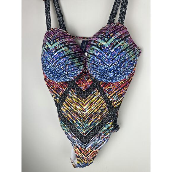 Swimsuits For All Macrame Underwire One Piece Swimsuit Cut Out Plus Size 18 - Picture 4 of 16